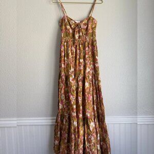 House of Harlow Tiered Maxi Dress Backless Ribbon Ruffle Bohemian